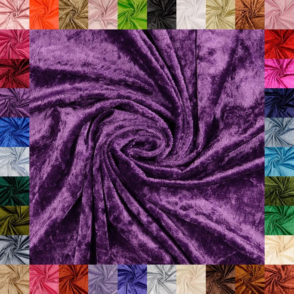 Mats Tissu en velours panne - Coupon - Tissu stretch élégant et brillant - 145 cm de large - Tissu décoratif - Costumes - Scène - Rideaux - Vêtements - Meubles (16. Violet 5,0m)