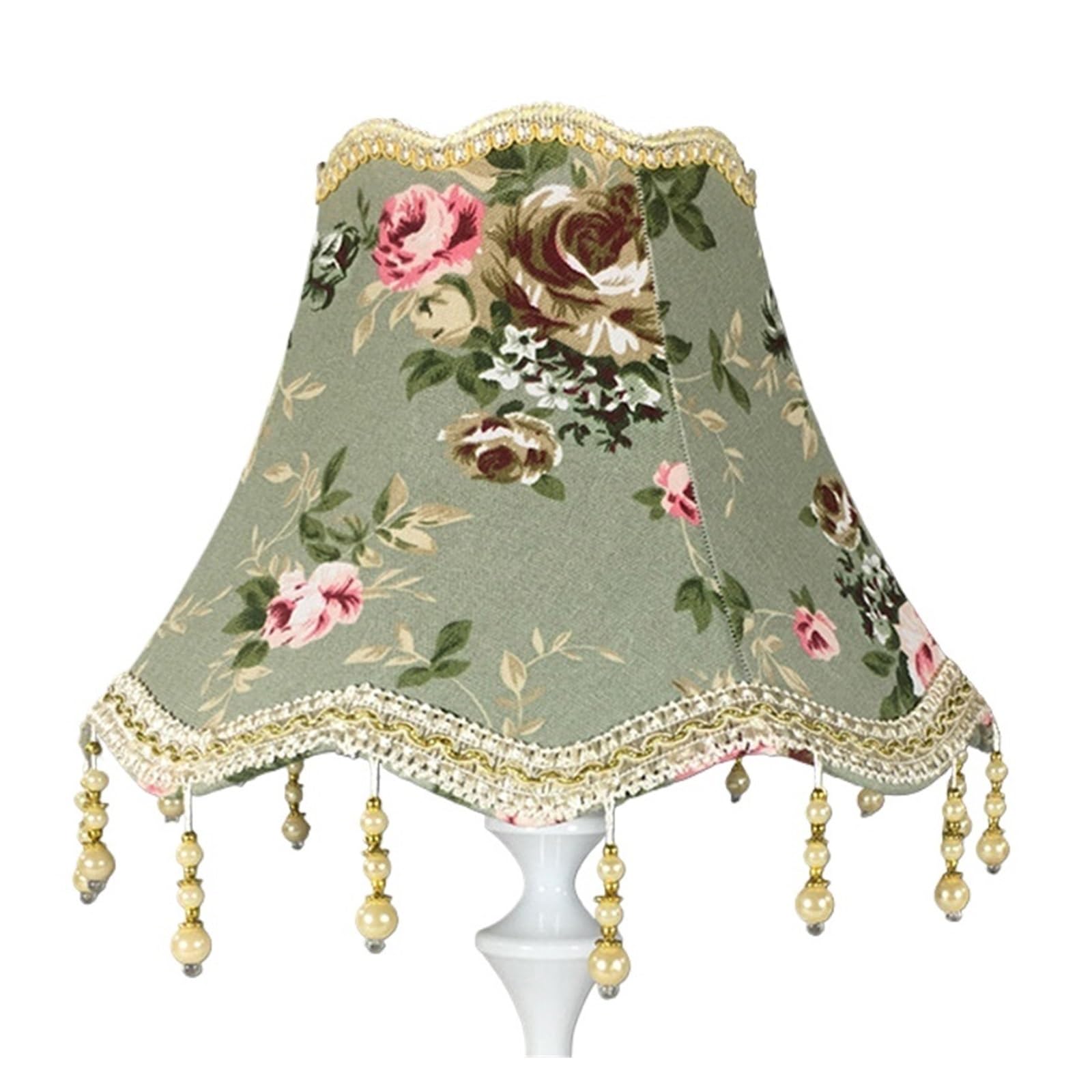 Luysgbxr Color-03 Tassel Lampshade Pearl Tassel Table Lamp Shade Shading Cloth Fringe Beads Cover E27 Retro Bedroom Decoration Craft