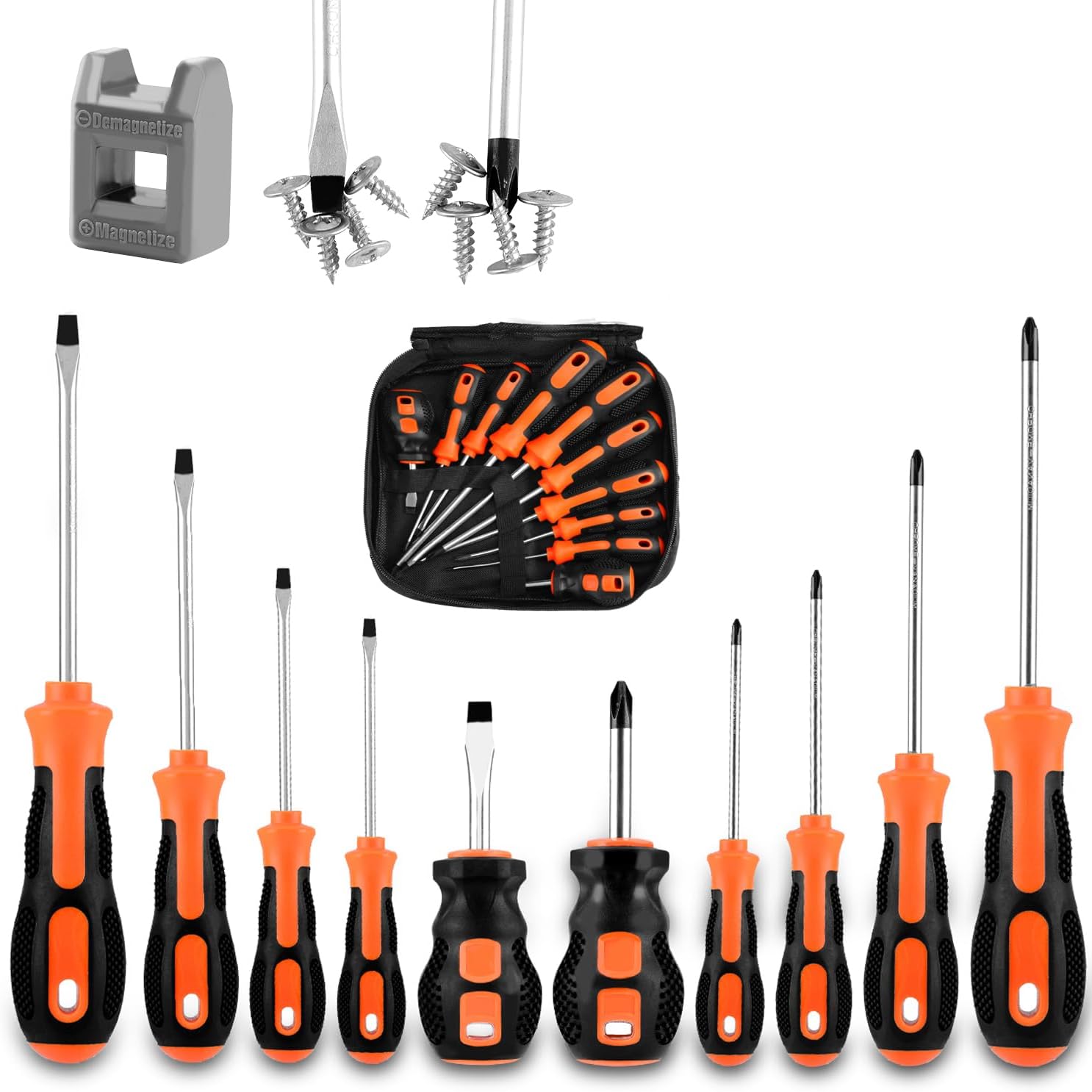 WAIZHIUA 10Pcs Screwdriver Set, Heavy Duty Screwdriver with 5