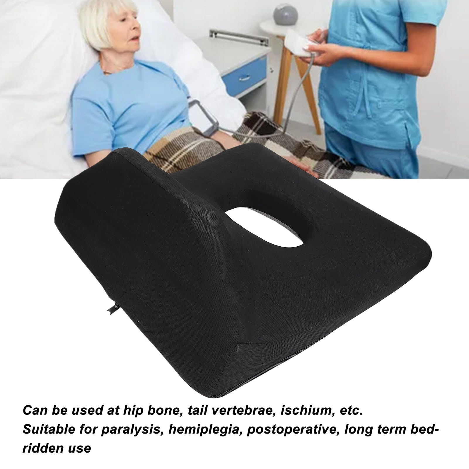 Cojín Antiescaras con Soporte para las Piernas, Cojines Transpirables de Espuma Viscoelástica para el Hueso del Trasero, Cojín Antiescaras con Diseño Hueco de Forma Ovalada para Ancianos, Postrados en