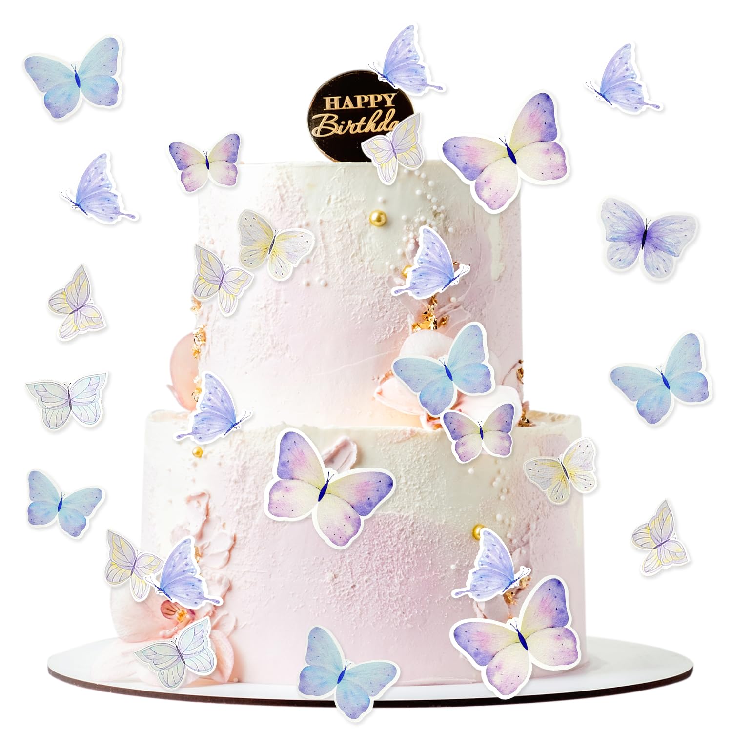 Butterfly Cake Decoration, 30Pcs Butterfly Cake Topper Mixed Size Butterfly Cupcake Picks Cake Decorations for Women Girls for Wedding Party Cake Wall Party Food Decorations (Blue)
