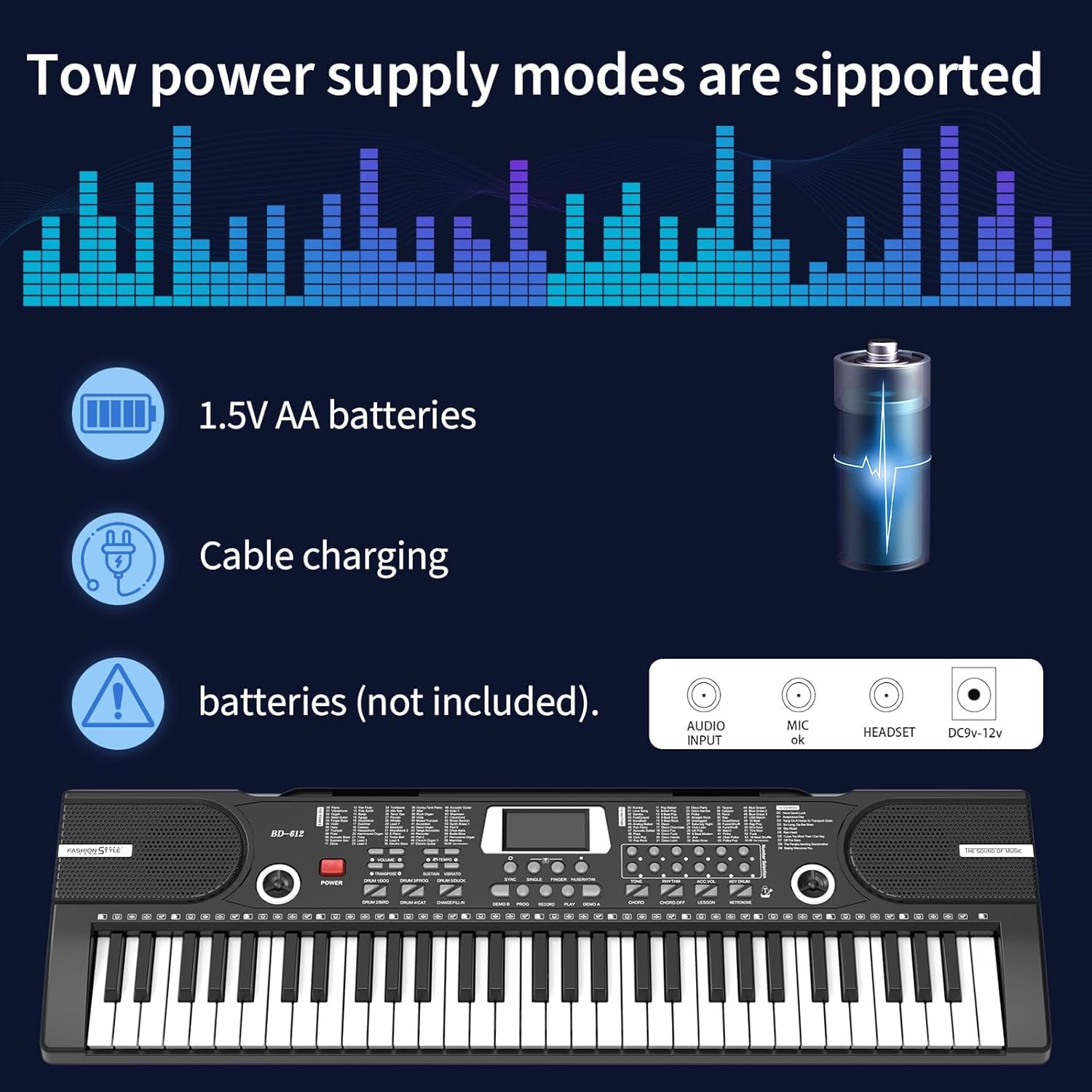 61 keys keyboard piano, Electronic Digital Piano with Built-In Speaker Microphone, Sheet Stand and Power Supply, Portable piano Keyboard Gift Teaching for Beginners