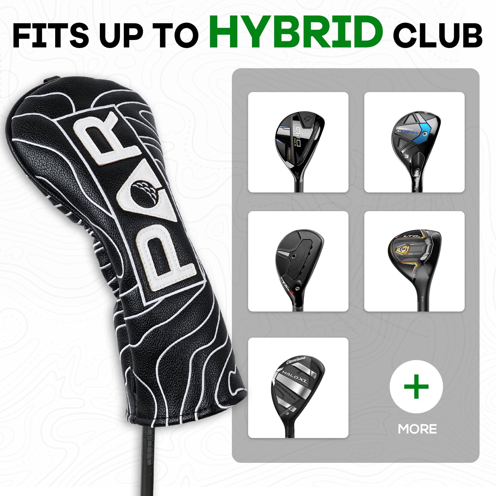 Golfschlägerhauben für Schläger/1FH/Driver/Fairway/Hybrid/Putter, PU-Leder, PAR-Muster