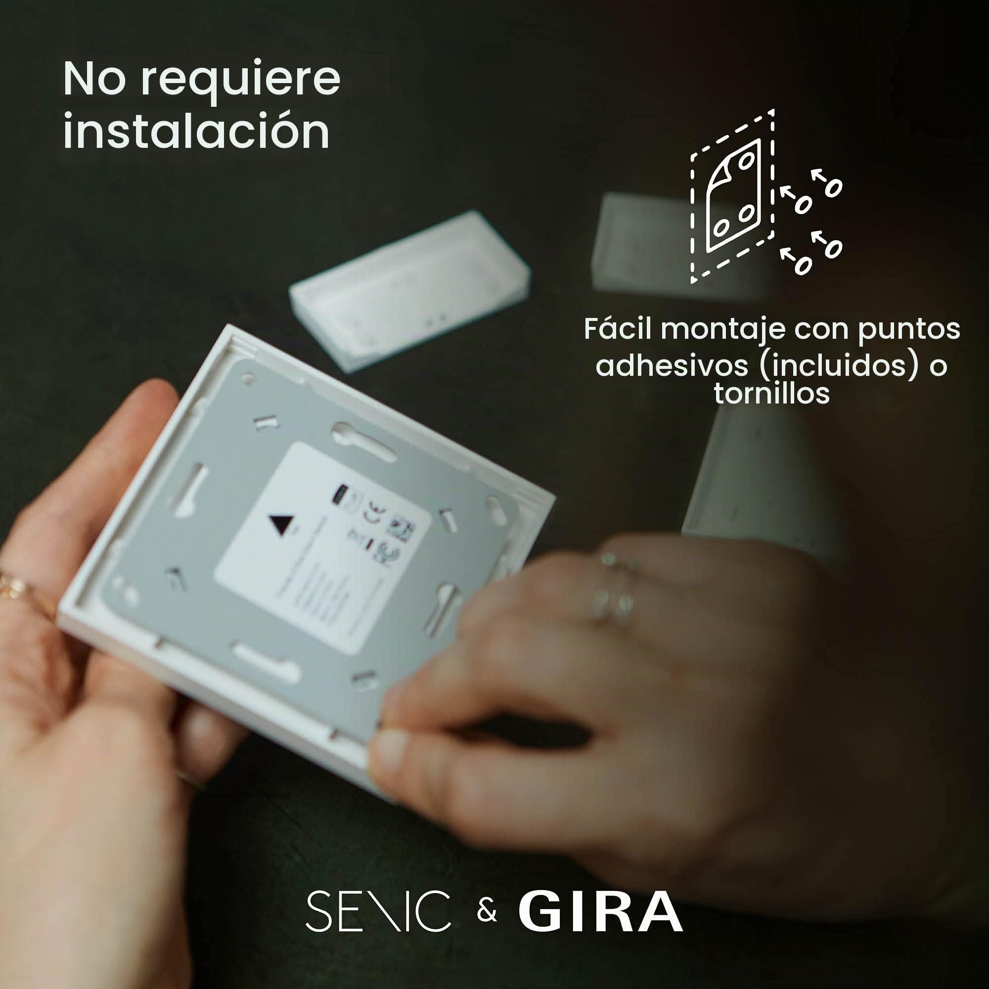 GIRA + Senic Interruptor Inteligente Friends of Hue | Interruptor Inalámbrico Homekit con Regulador de Luz para Bombillas Inteligentes Philips Hue | Sin Batería y Sin Carga | Blanco
