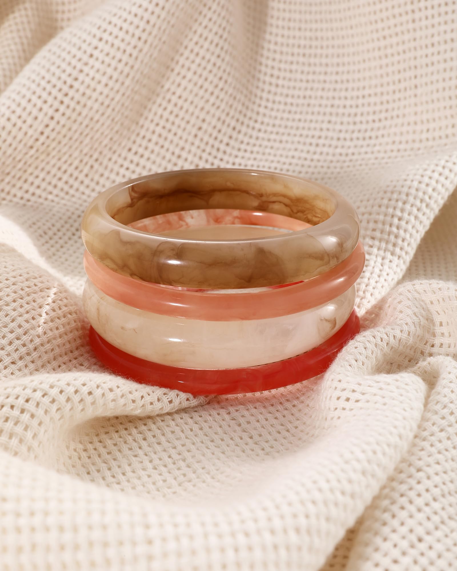 ÌF ME Acrylic Bangles Bohemian Bracelets for Women, Maillard Vintage Acrylic Resin Chunky Bangles Bracelets Fashions Thick Statement bangle Set view 6