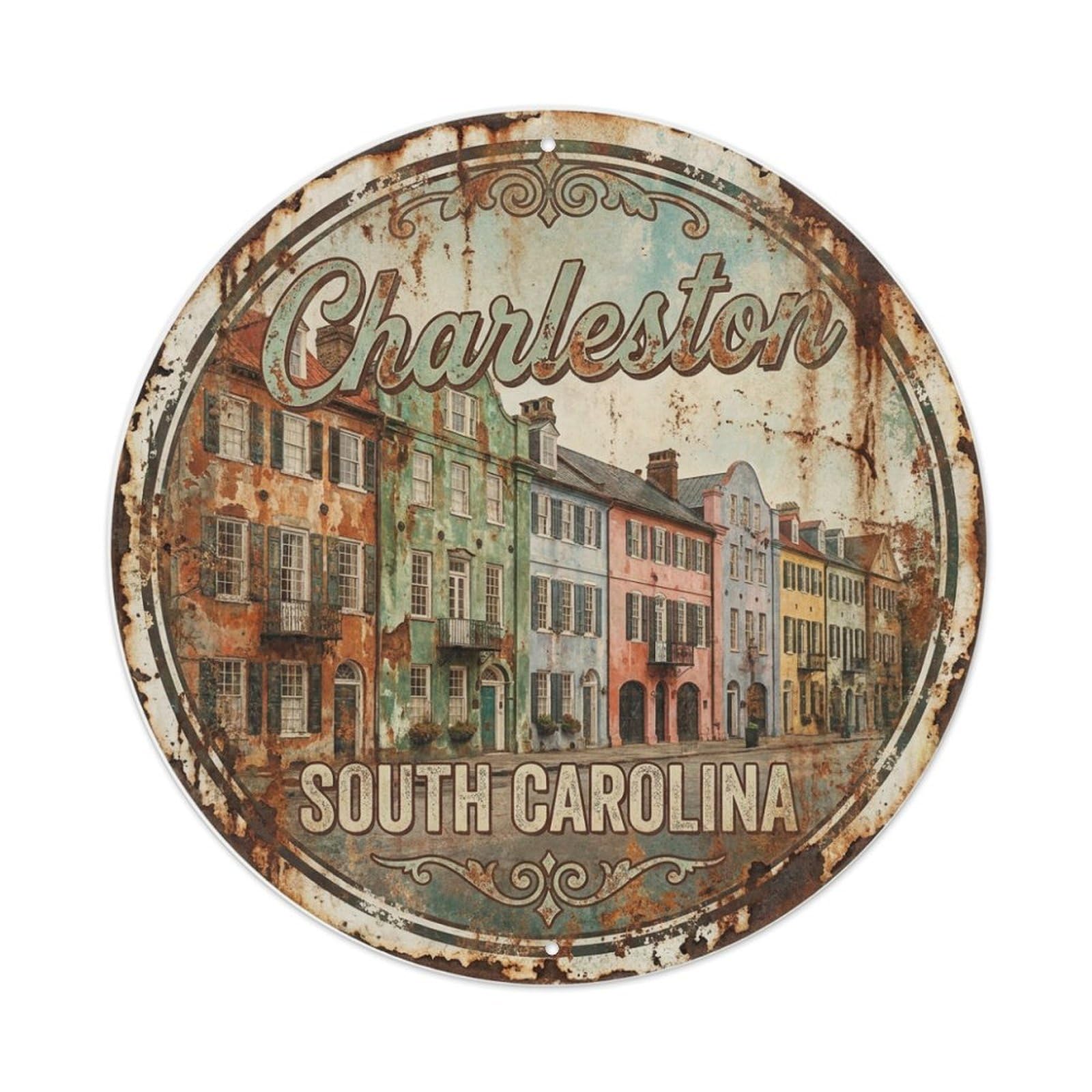 Tgrcjimh Style Metal Tin Sign Vintage Travel Usa Charleston