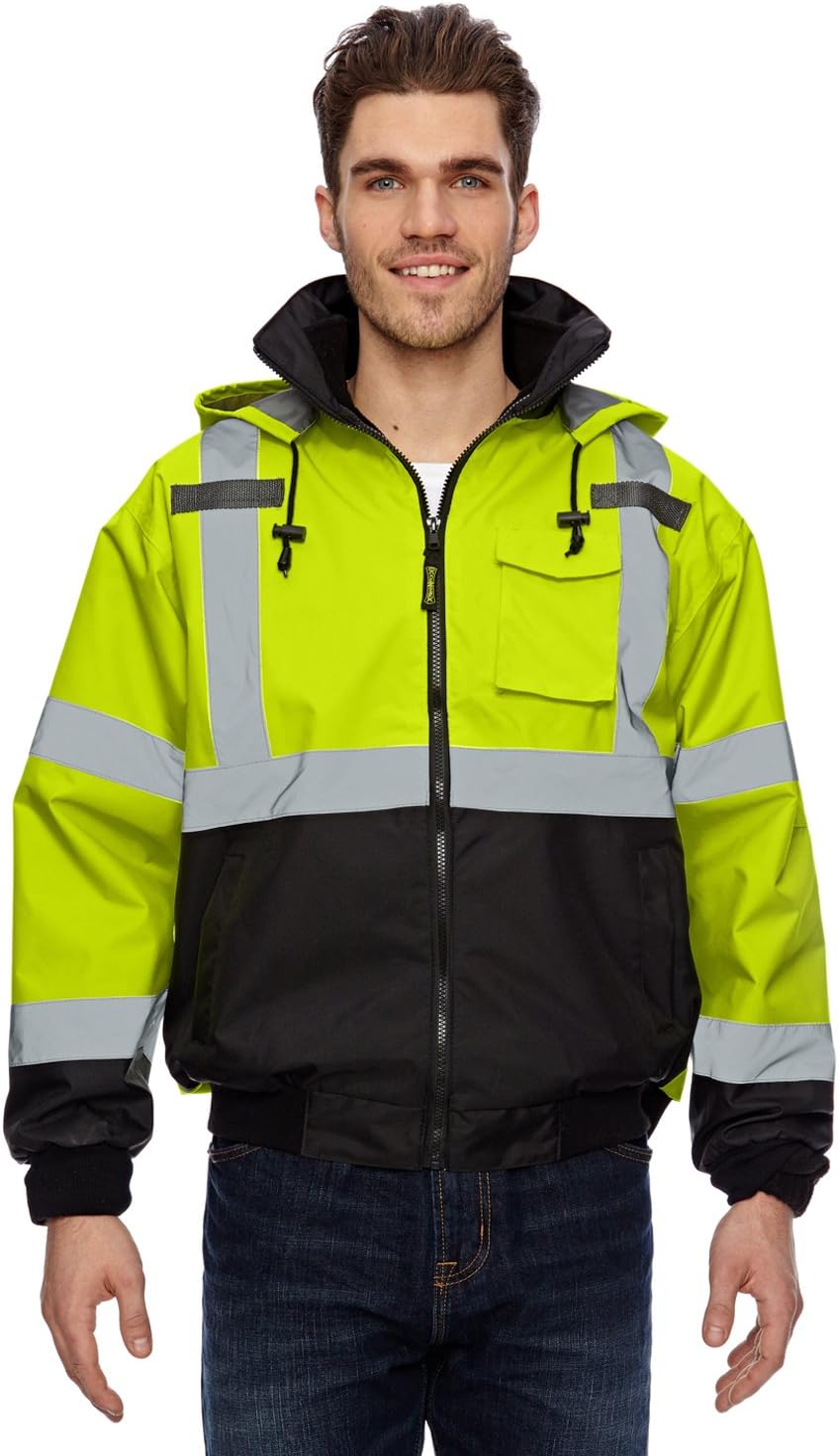 OccuNomix High Visibility 3-in-1 Fleece Lined Black Bottom Bomber Jacket