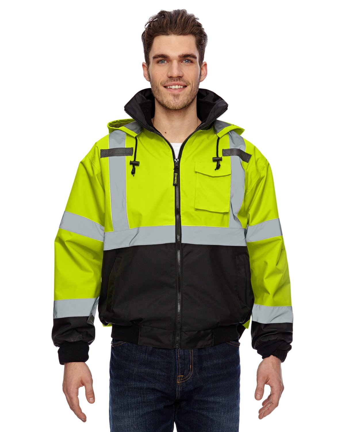 OccuNomix High Visibility 3-in-1 Fleece Lined Black Bottom Bomber Jacket