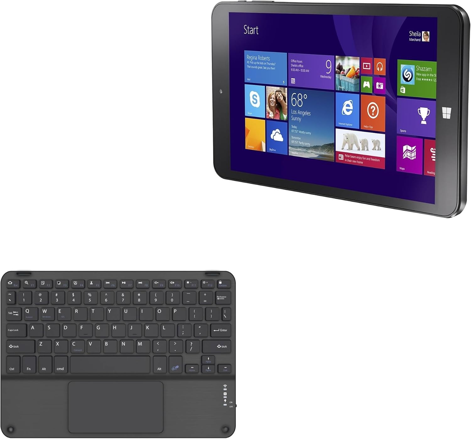 BoxWave Keyboard Compatible with Digiland DL801W Tablet (8 in) - SlimKeys Bluetooth Keyboard with Trackpad, Portable Slim TouchPad - Jet Black