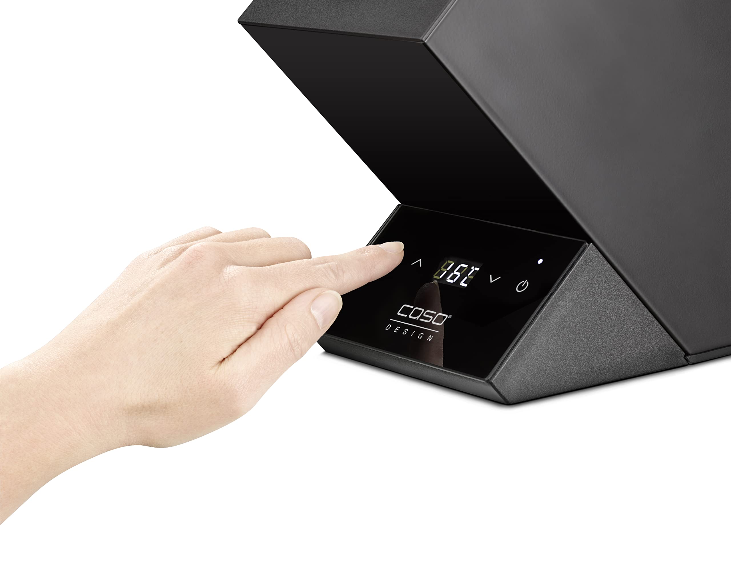 CASO WineCase One Black - Enfriador de vino para una botella, rango de temperatura de 5 – 18 °C, para botellas de hasta 9 cm de diámetro, control táctil, carcasa de acero inoxidable, negro