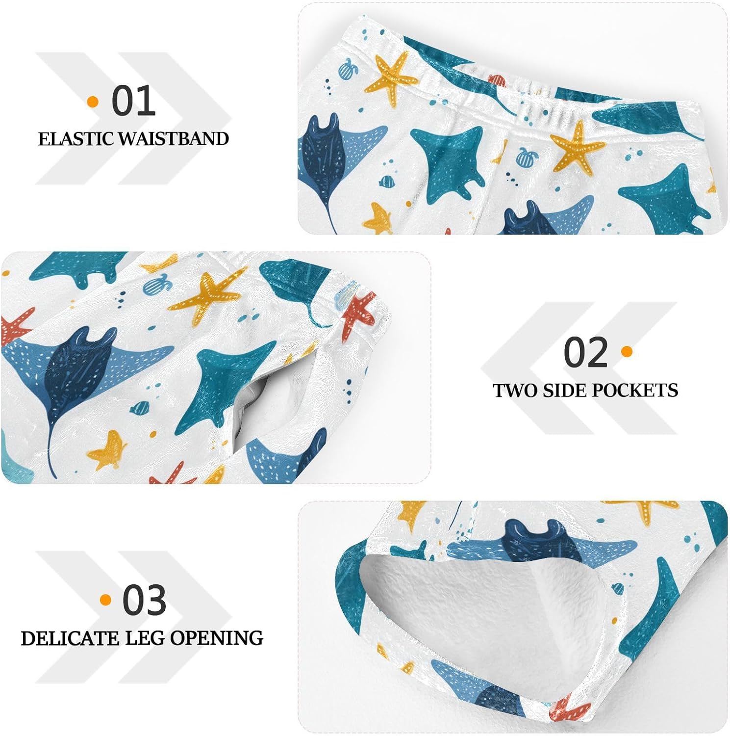 visesunny Manta Rays Star Boys Pants for Kids Fleece Bottoms Long Jogger Pants Trousers with Pockets Size 6-14Y
