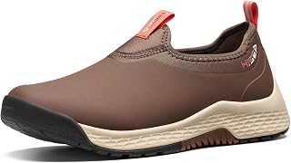 HISEA Mens Waterproof Shoes Slip On Walking Rainboots Rubber Garden Shoe