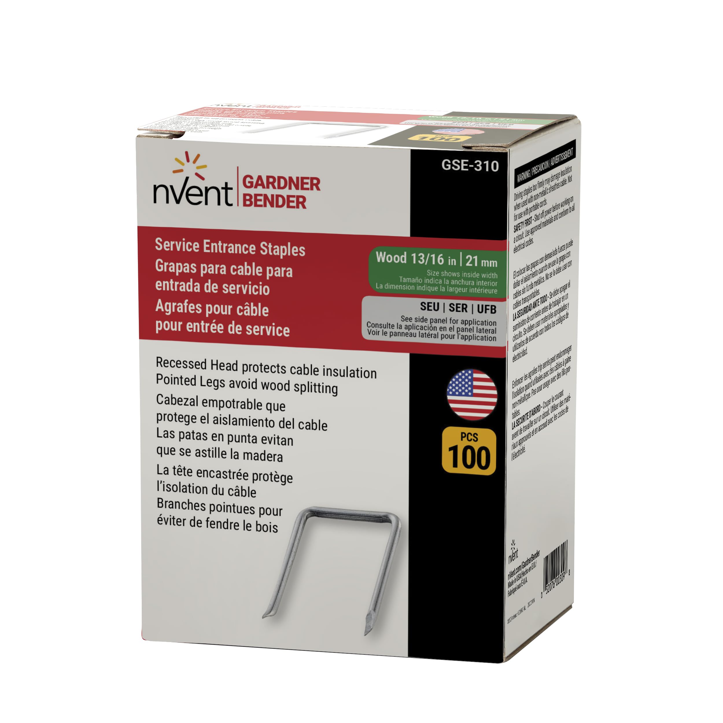 nVent GARDNER BENDER GSE-310 13/16 in x 1-3/8 in Service Entrance Staples — Amazon image 3