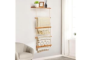 5-Layer Wooden Blanket Ladder with Spacious Shelves