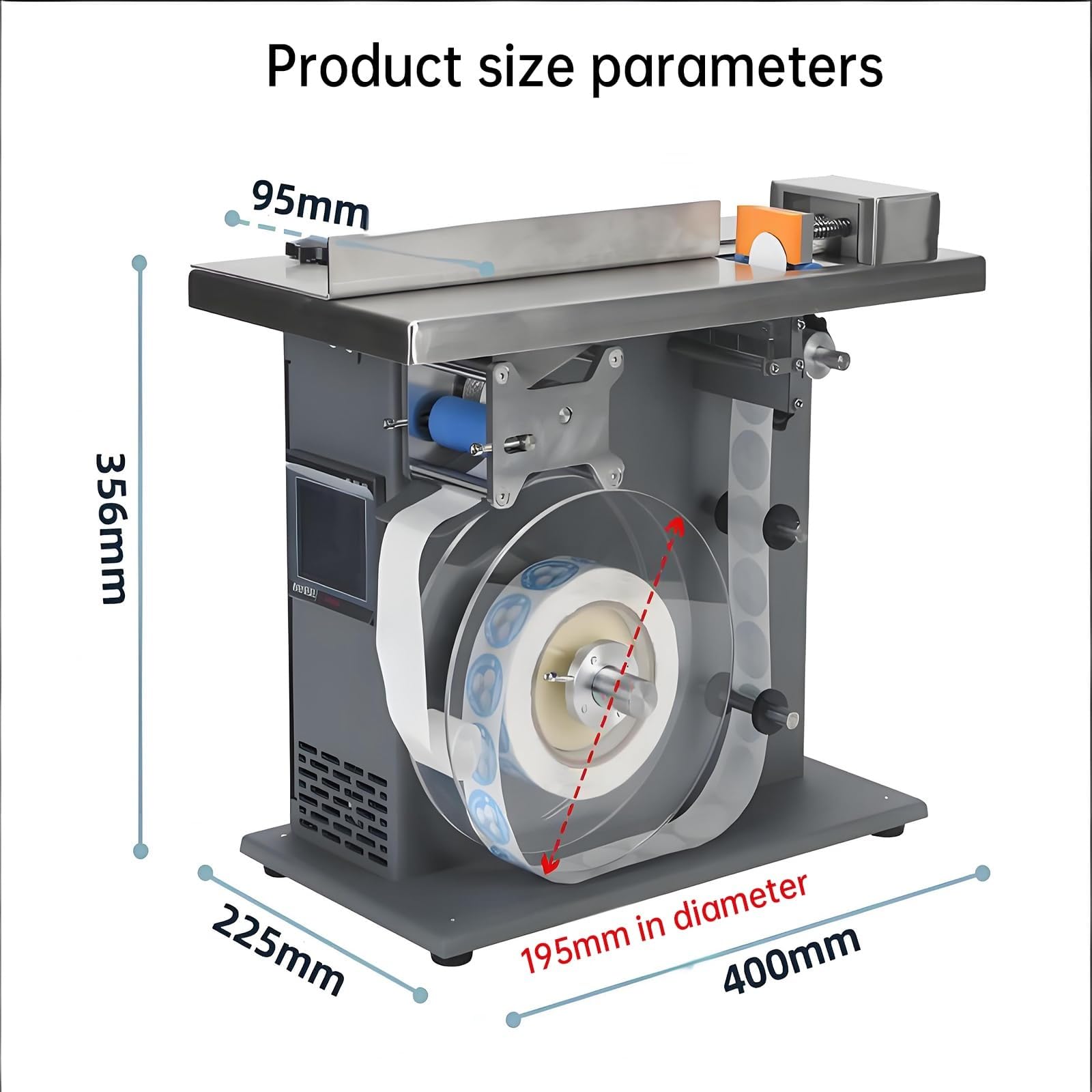Etichettatrice semiautomatica con Lunghezza Regolabile, Ideale per l;Applicazione di Etichette su imballaggi e per operazioni di etichettatura anticontraffazione.