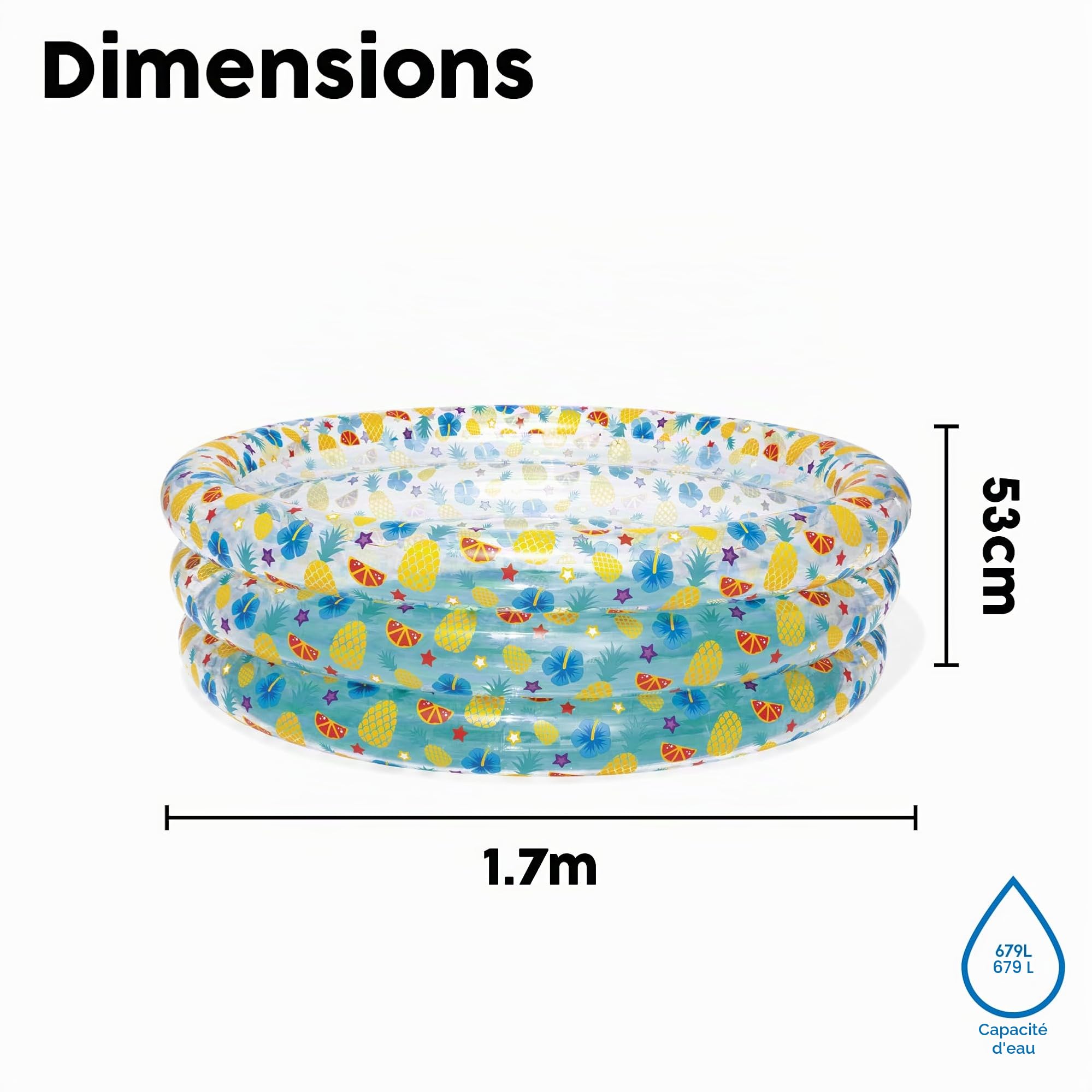 Bestway 51048 Piscine Gonflable Ronde Sea Life 3 Boudins 170 X 53 cm