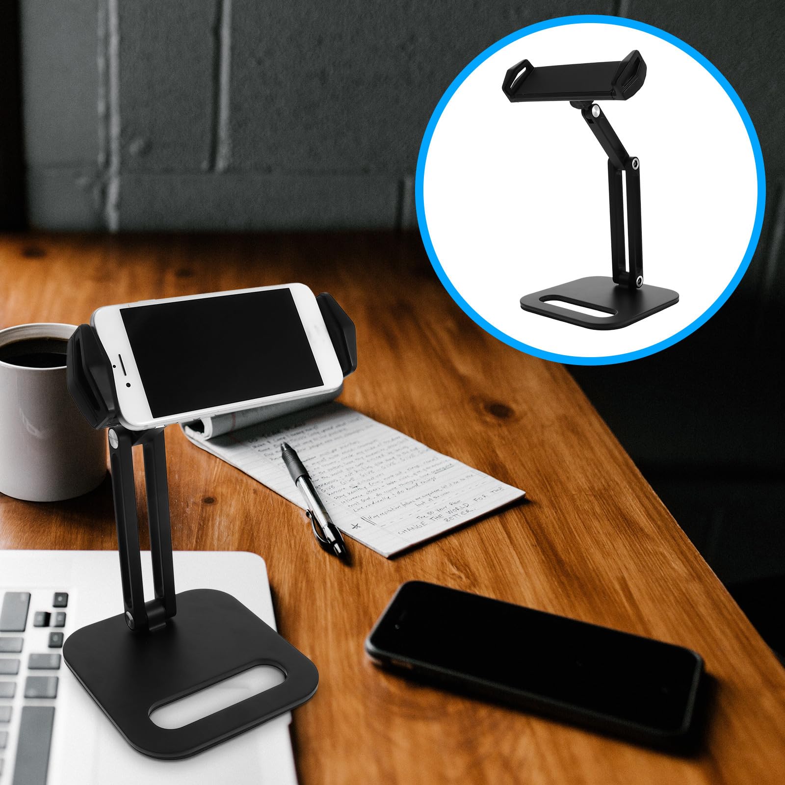 VALICLUD Soporte para Teléfono Móvil y Tablet con Altura y Ángulo Ajustable, Aluminio y TPU, Antideslizante para Transmisiones y Videos
