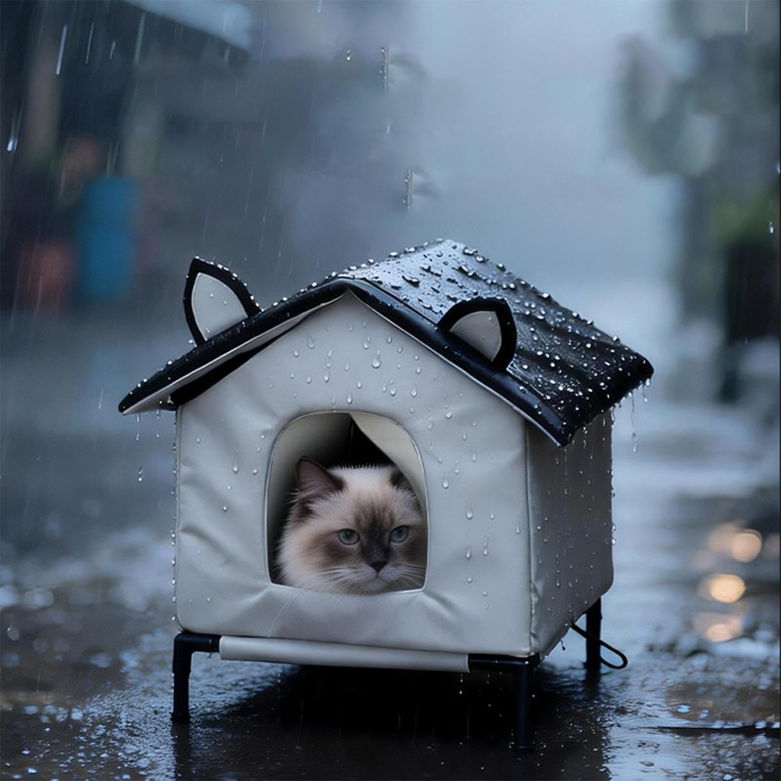 Cuccia Esterna per Gatti Resistente alle Intemperie Cuccia Rialzata Calda | Cuccia Cani Impermeabile Adatto a Animali Randagi, Cortile, Giardino, Patio, Portico e Garage