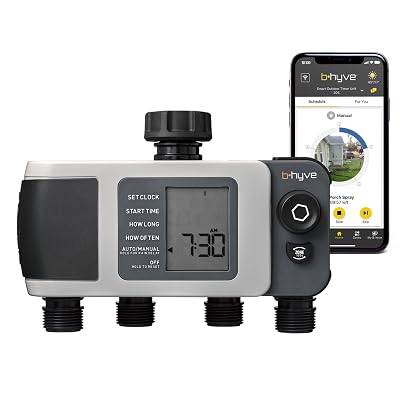 Orbit B-hyve XD 4-Port Smart Hose Watering Timer - App Controlled - Smart WeatherSense - Bluetooth Sprinkler Timer with Remote Control - Multi Outlet Yard Irrigation System - 24634