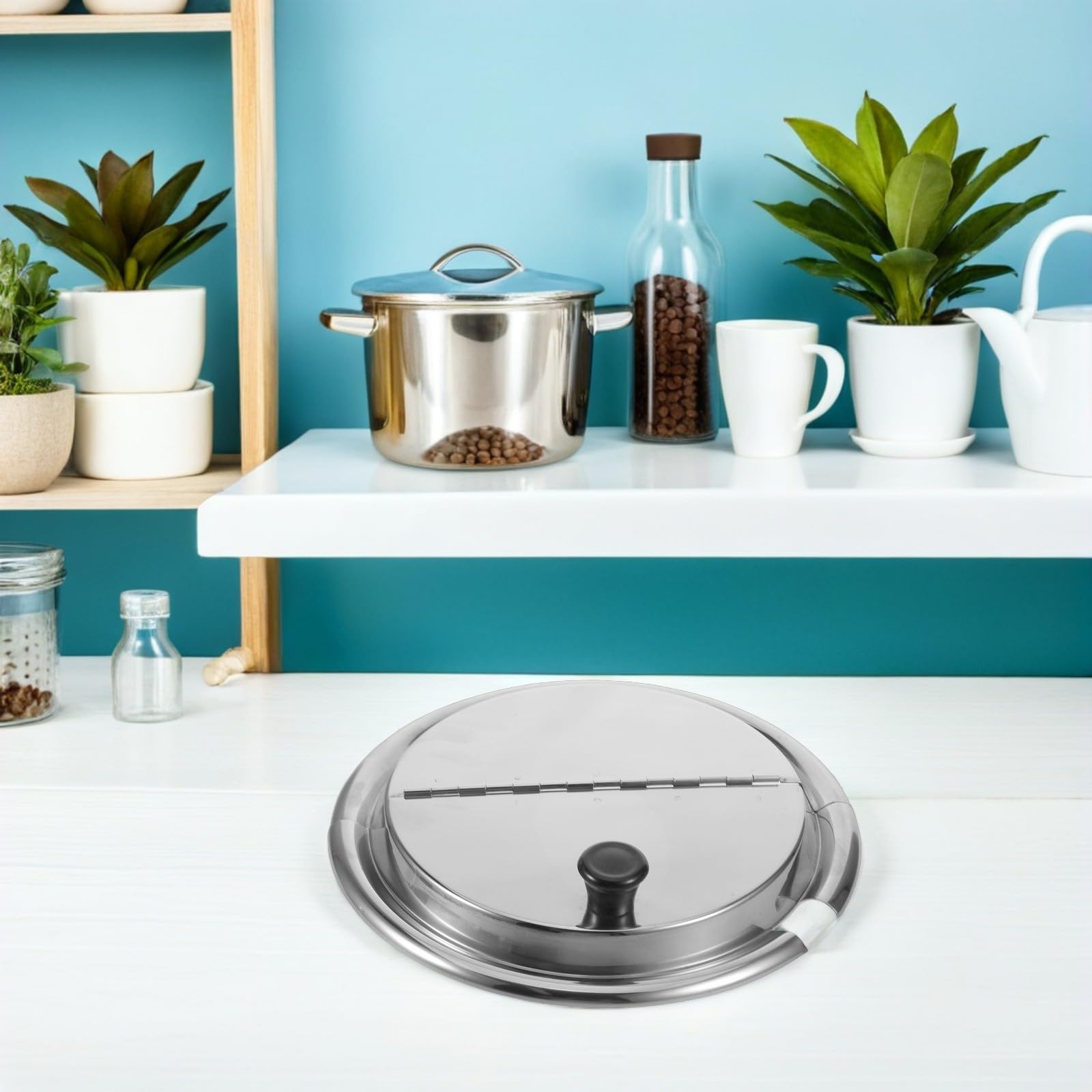 Tapa de Sartén de Acero Inoxidable Asa, Diseño Profundo y Grueso, para Ollas y Sartenes, Adecuado para Freír y Cocinar al Vapor, Diámetro 25cm