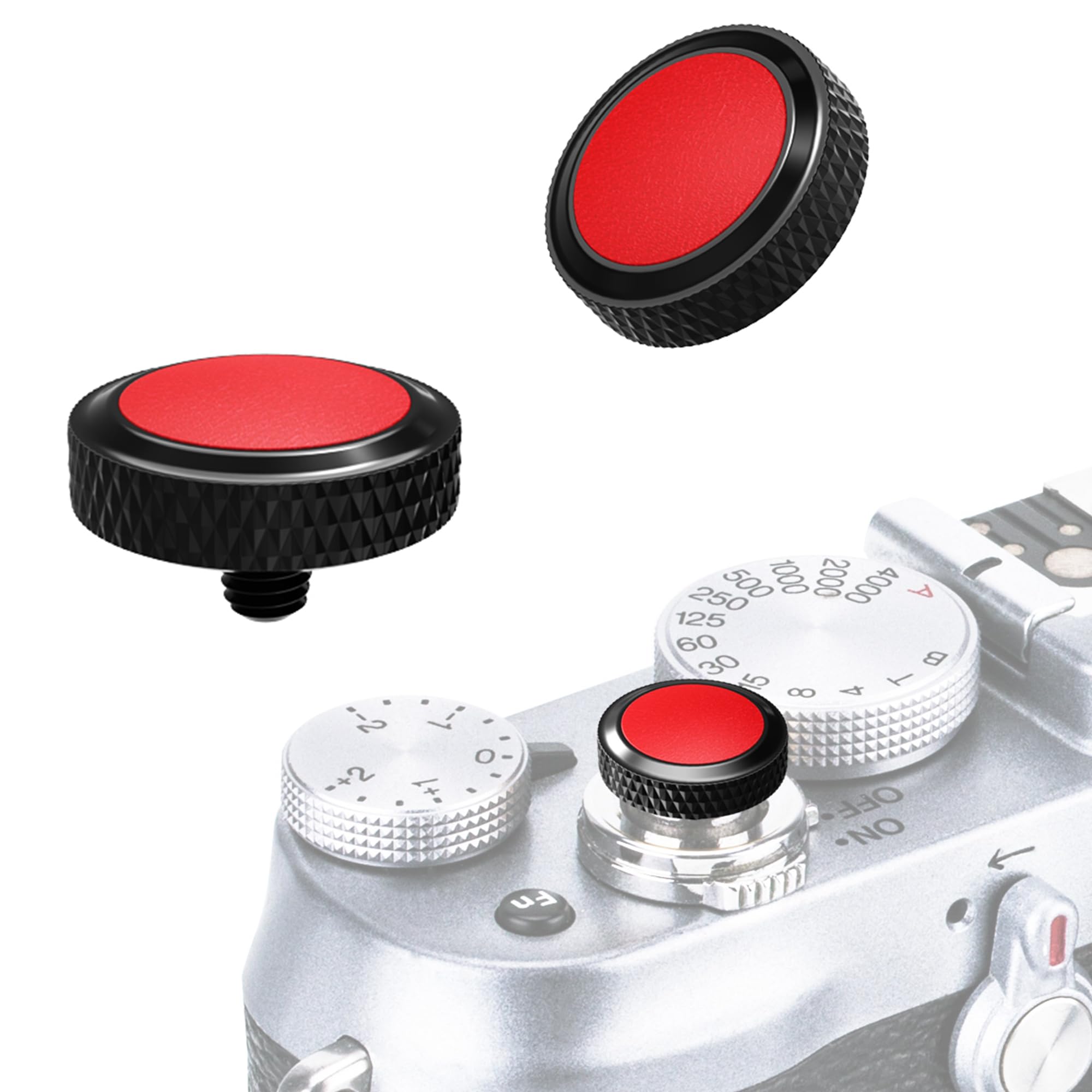 JJC Soft Shutter Release Button for Fujifilm X100VI XT50 XM5, Red, 2-Pack
