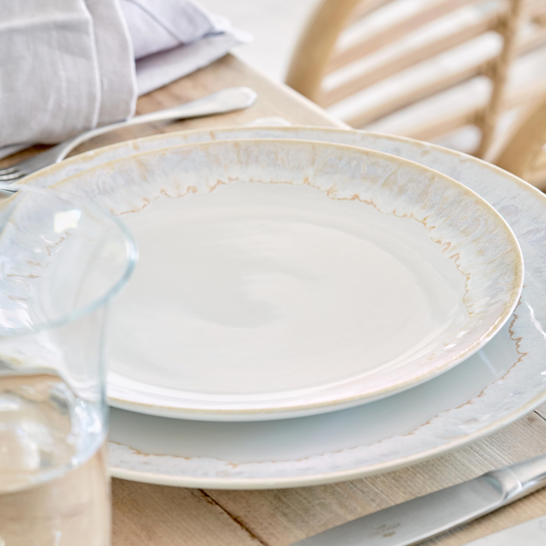 Casafina by Costa Nova Geschirrset Taormina: 5-teiliges Steinzeug-Set, Reaktivglasur, Spülmaschinen-, Mikrowellen-, Ofen- & Gefrierfest, Komplettes Service mit Tellern, Schale & Tasse, Weiß
