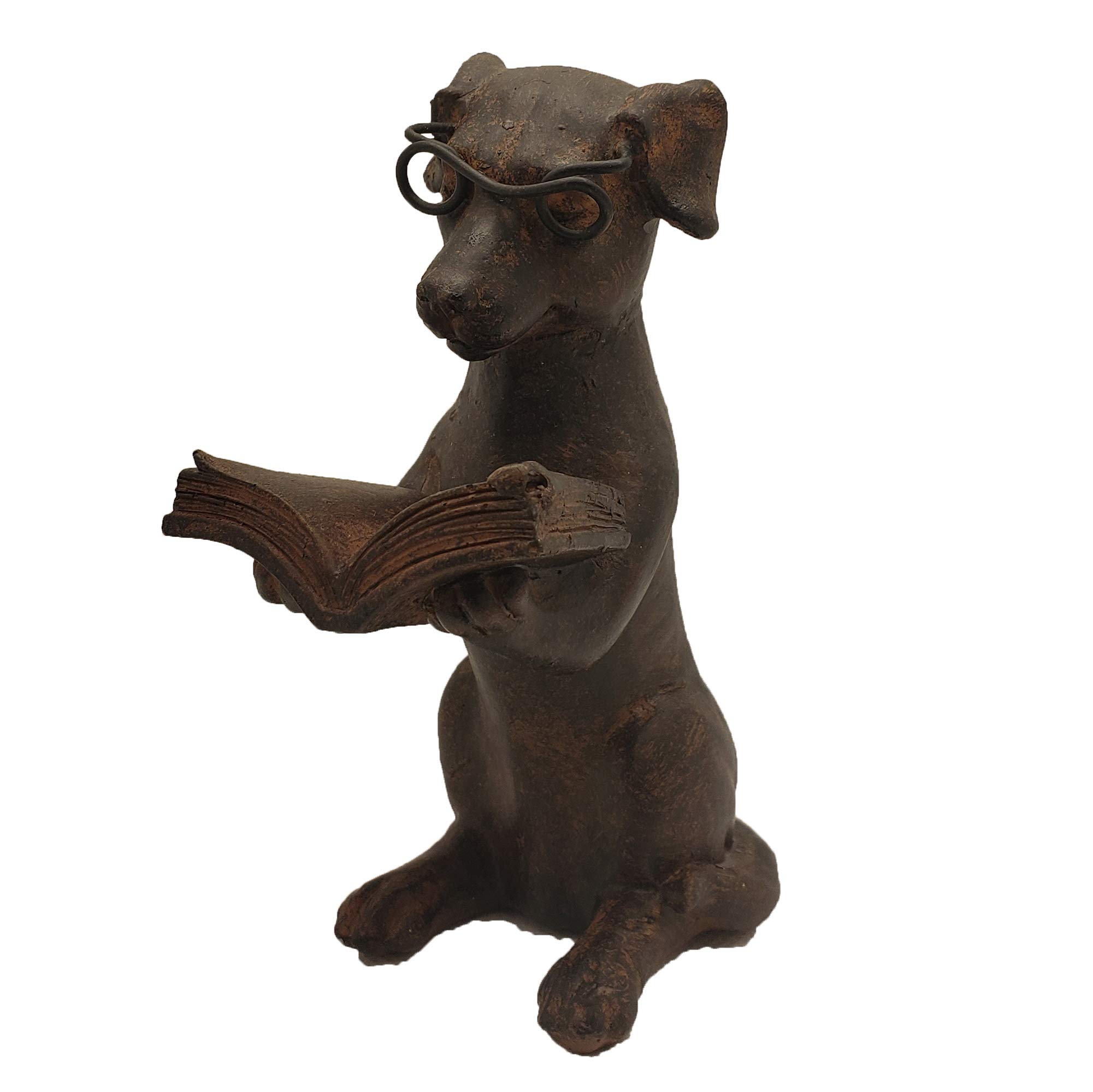 Young's Inc. Dog Figurine - Cute Dog Statue - Whimsical Dog Decor for Dog Lovers - Dog Collectibles and Meditation Decor - Dog Reading - 3.25" x 2.36" x 5"