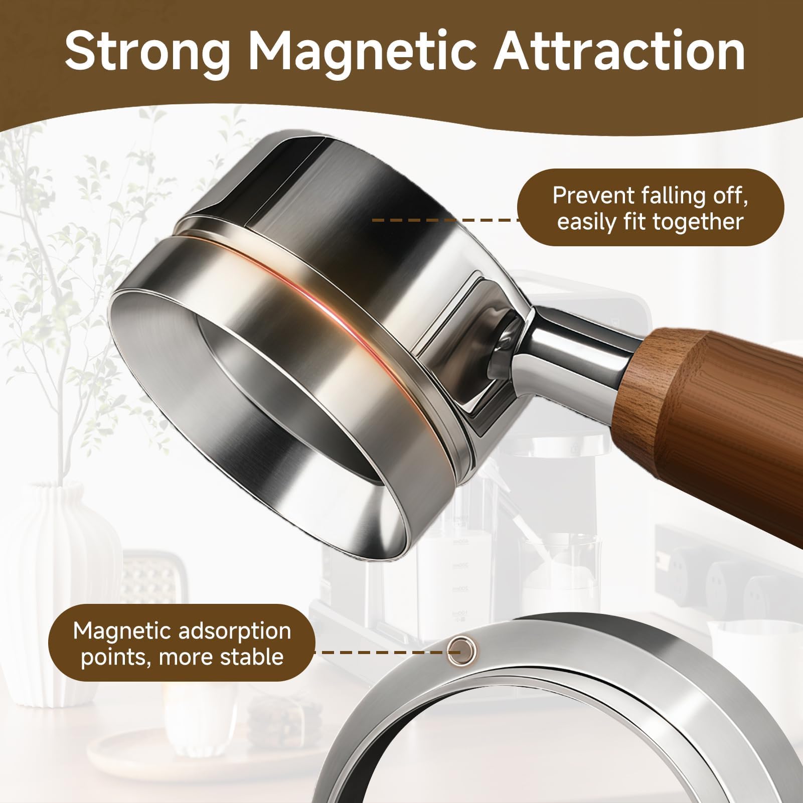 Anillo Dosificador Café 51mm Magnético, Embudo Dosificador de ABS para Portafiltro Espresso, Accesorio Barista Antisalpicaduras, Aro Dosificador para Cafetera Espresso
