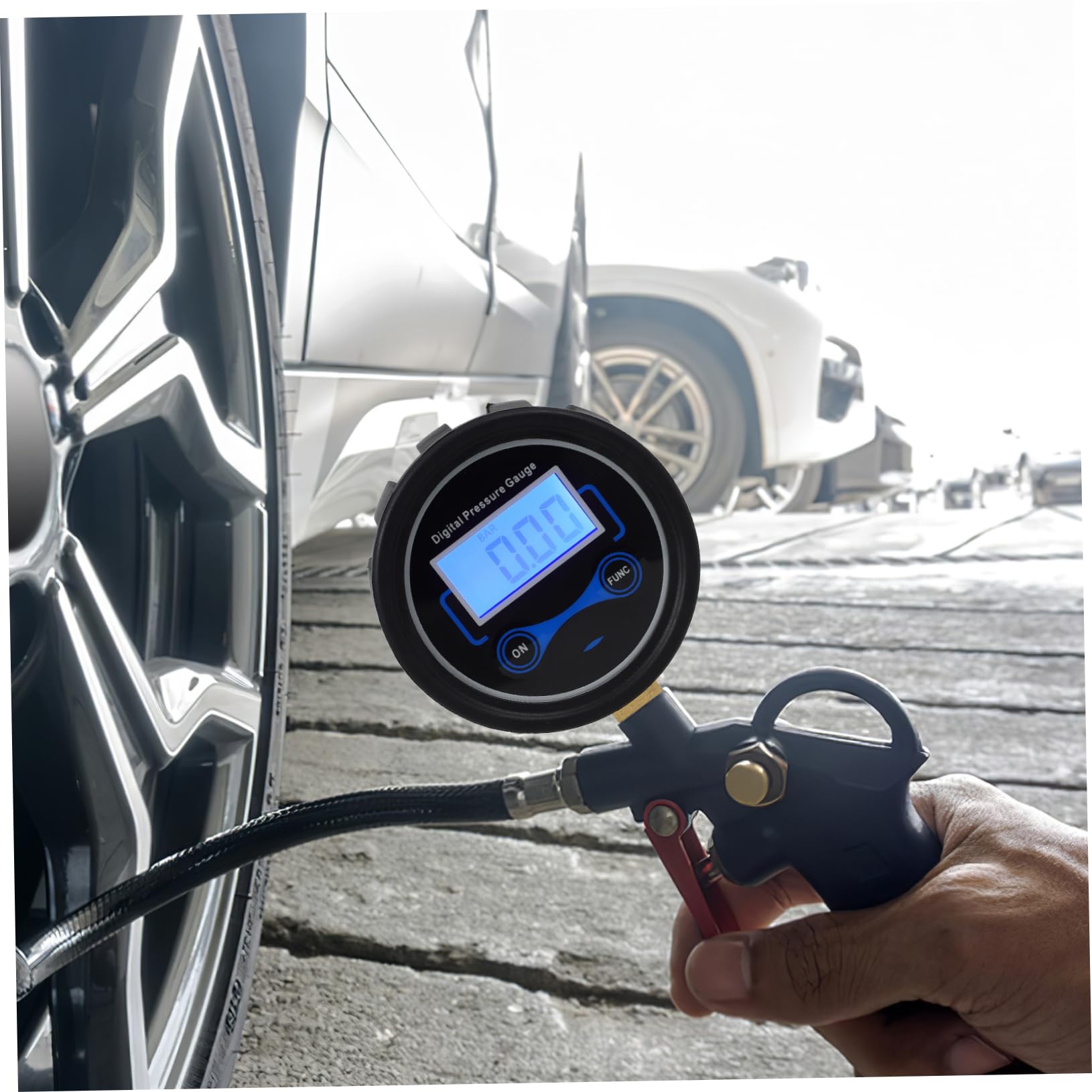 PRETYZOOM 4 Piezas Manómetro De Pantalla Digital Medidor De Presion De Neumaticos Presión De Aire Con Manómetro De Presión De Neumáticos Auto Indicador Ensayador Negro El Plastico