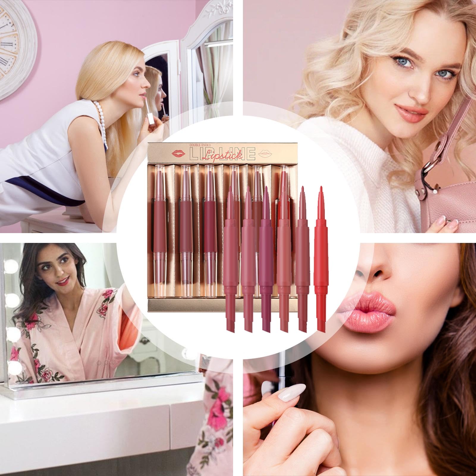 Flüssigkeitsset – Wasserfester Lippenstift, langanhaltend, , samtig, cremige Lippen, Antihaft-Make-up, Geschenk-Set für Mädchen, Frauen, Reisen