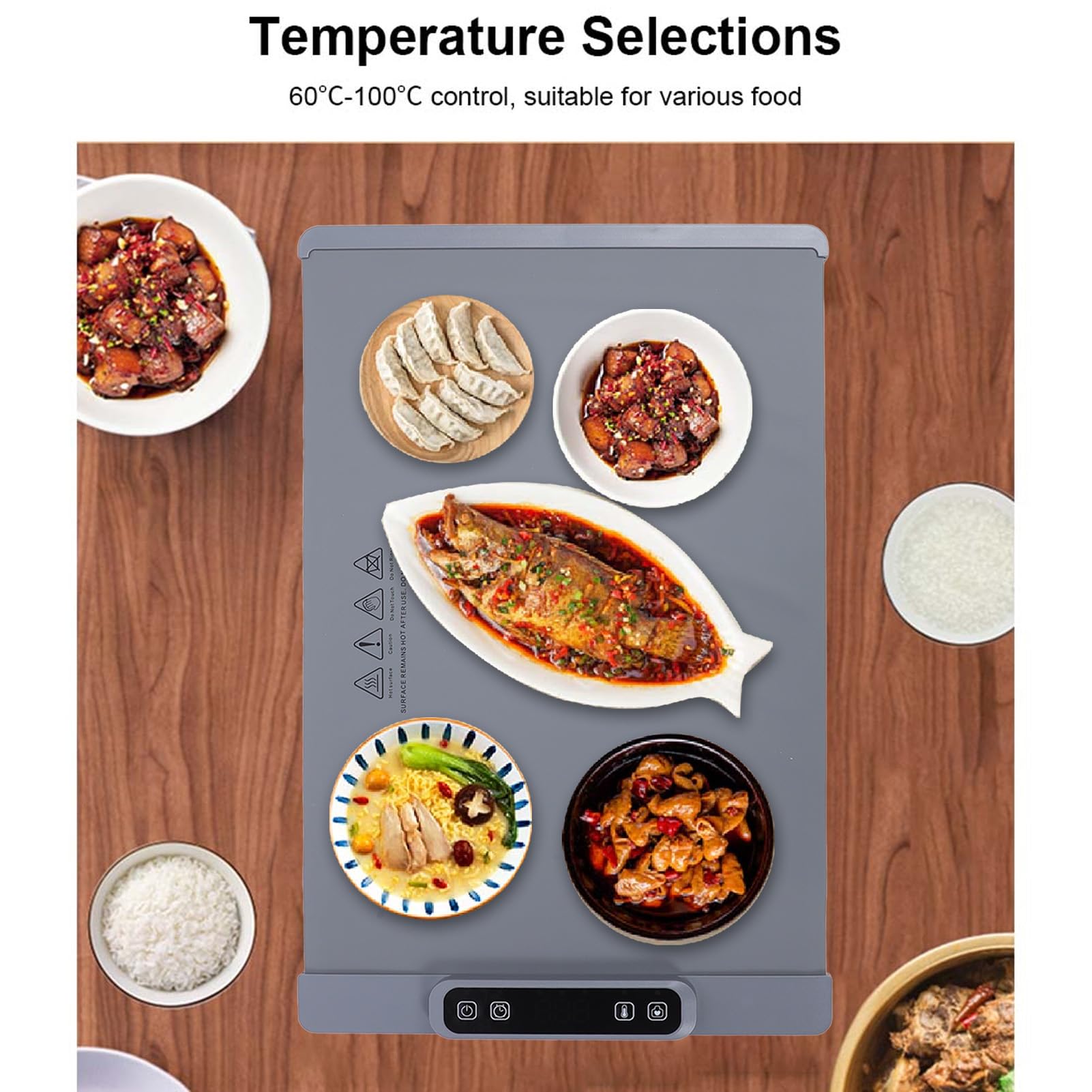 KKPLZZ Tapis Chauffant pour Aliments, 60-100°C, 3 Réglages, Chauffage en