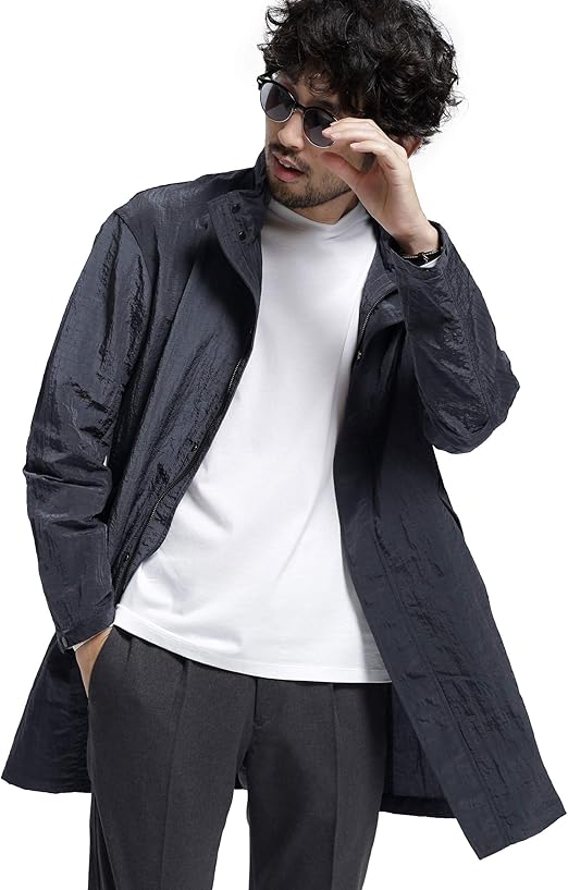 Amazon ナノユニバース ノーブル ナイロン コート メンズ L チャコール コート ジャケット 通販