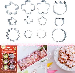 BESEK 12PCS Flower Cookie Cutters, 2 Inches Flower Shaped Cookie Cutter-Daisy, Tulip, 6 Shaped of Flowers Stainless Steel Cookie Cutters, Baking Tool for Homemaking Cookie