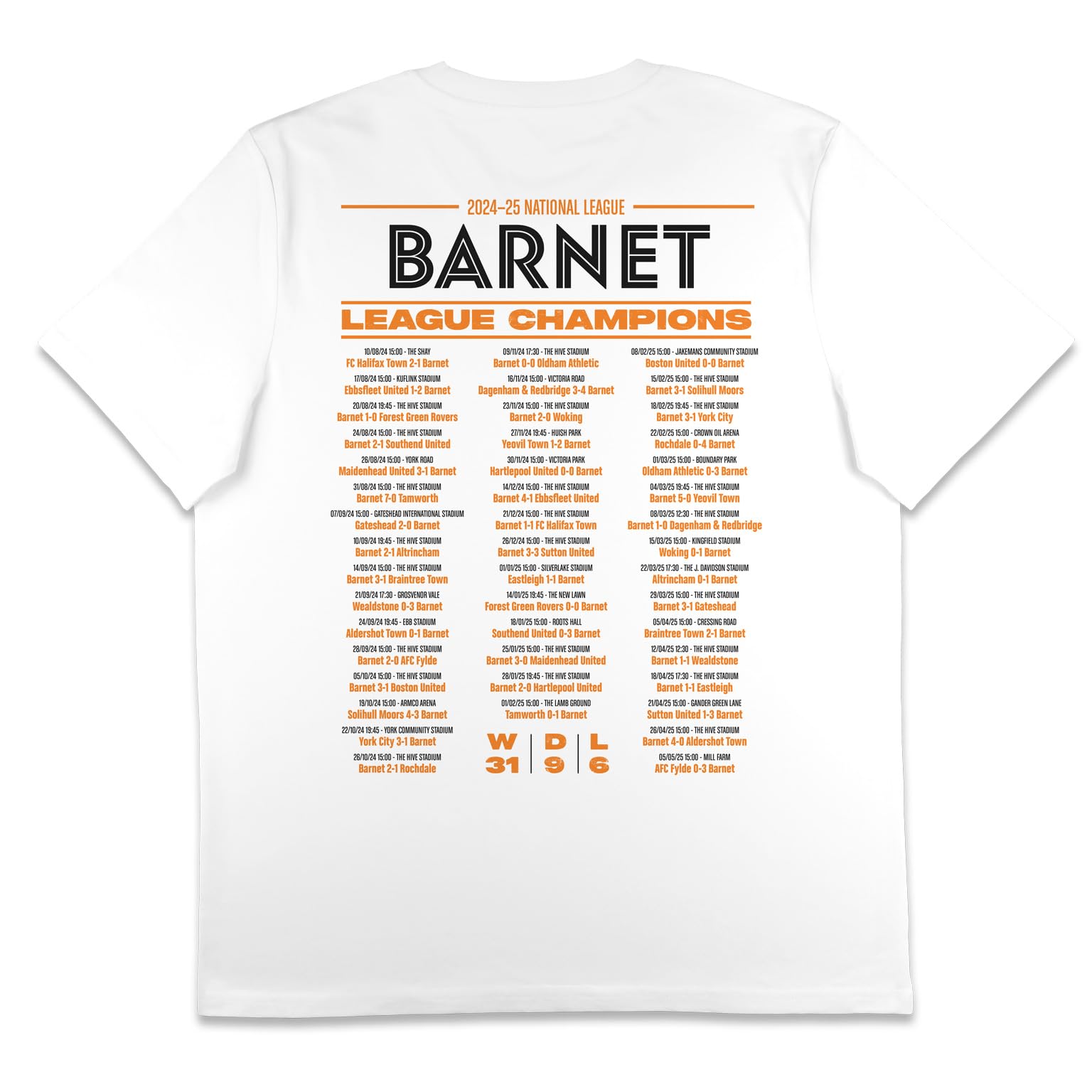 Barnet 24/25 Champions T-Shirt, White, XL