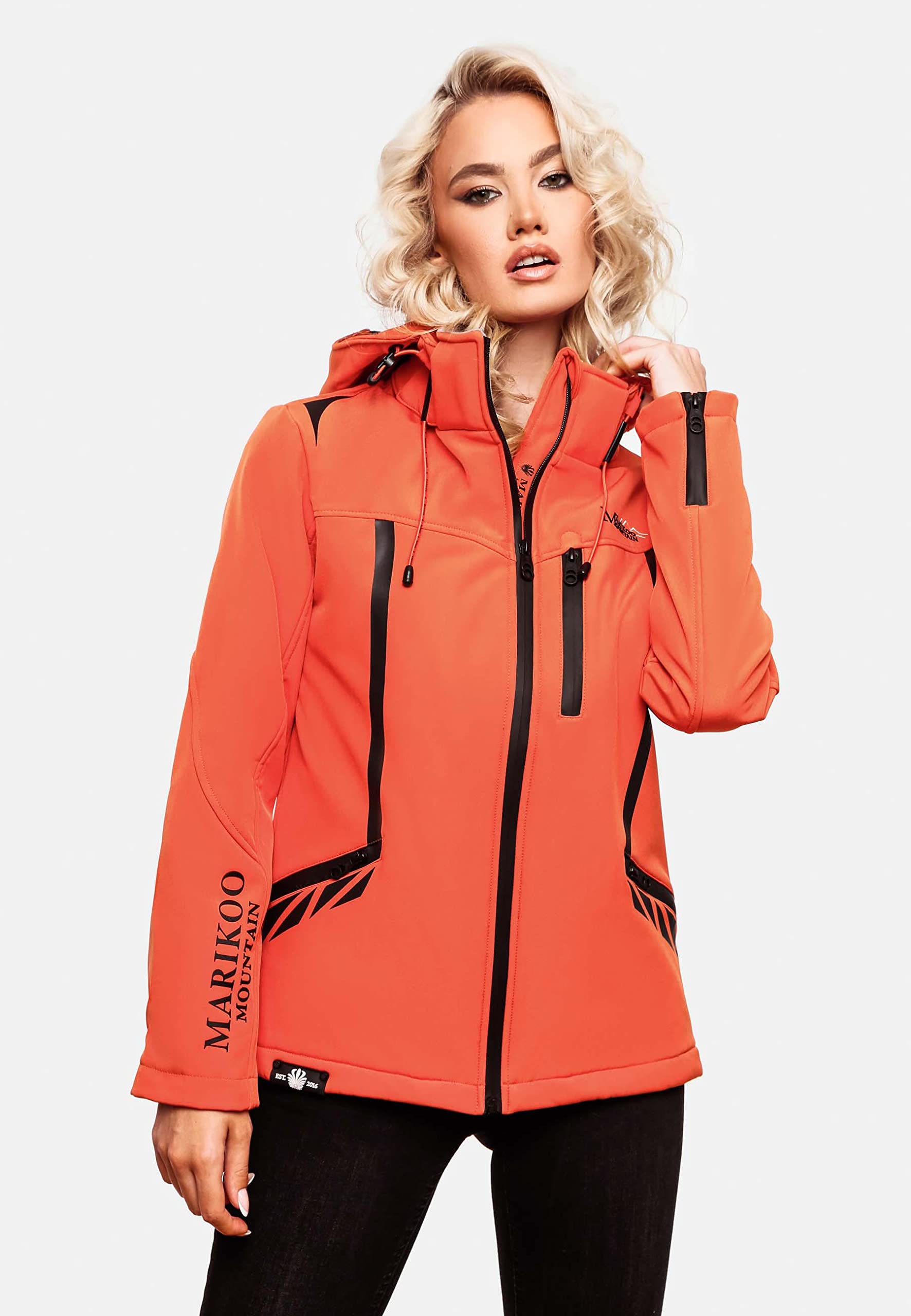 MARIKOO Damen Softshelljacke wasserdichte Funktionsjacke mit abnehmbarer Kapuze Mount-Cho-Oyu XS-XXL