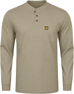 FR Shirts for Men 5.5 oz Flame Resistant Long Sleeve Shirt for Welding CAT2 | Fire Retardant Jersey,Chest Pocket,Long Sleeve,Arc Rated 2112,Rib-Knit Cuff