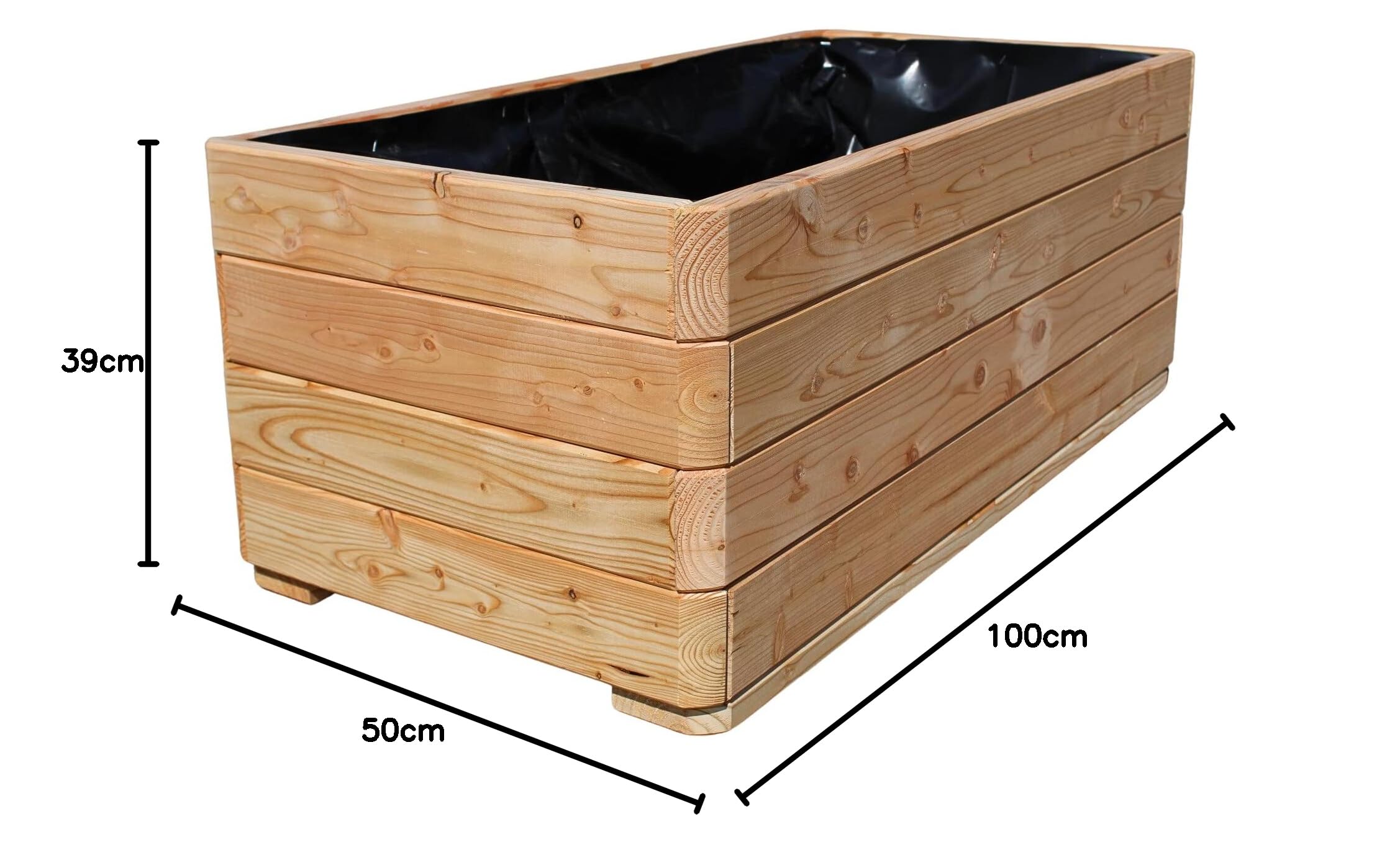 Gartenwelt Riegelsberger Massiver Pflanzkasten Mammut 100x50x39 cm aus Lärchenholz Natur Blumenkasten Blumentopf Pflanzkübel Kräutertopf Balkonkasten fertig montiert