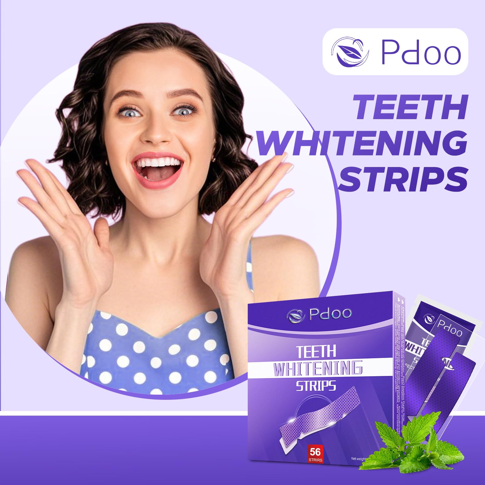 Strisce di sbiancamento dentale viola 56 pezzi (28 paia) | Kit sbiancante dentale senza perossido | Effetto correttore di tonalità gialla | Whitening Strips per sbiancamento dentale in 7 giorni