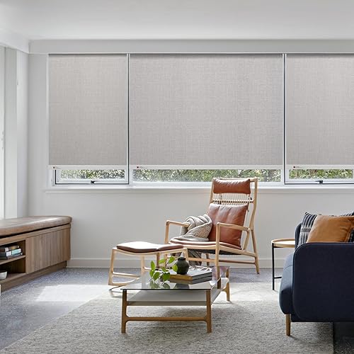 Miniatura 7 de ZSTARR Persiana inteligente motorizada para ventana, persiana enrollable opaca automática compatible con control remoto, seguridad infantil, batería