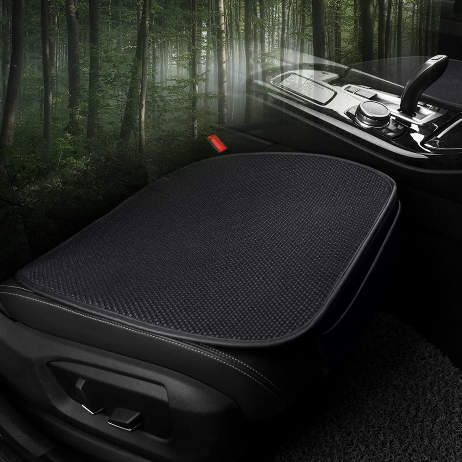 KC-003 Front Bottom Car Seat Covers Breathable Universal Luxury Car Seat Cushion, Protectors for Front Seat Bottoms, Compatible with 95% Vehicles, Fit for Cars Truck SUV Black,2PCS