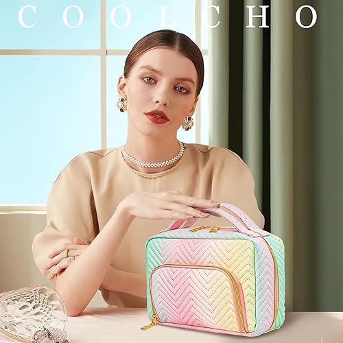 Miniatura 5 de Coolcho Bolsa de maquillaje  Neceser de viaje  Bolsa de cosméticos portátil de gran capacidad, organizador de maquillaje de viaje negro, bolsas de
