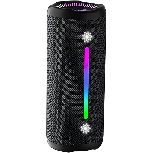 Bluetooth Speakers Wireless Loud Stereo Sound IPX7 Waterproof Outdoor Portable 25W Super Bass Speaker for Home Party Beach with 24H Playtime Colorful Lights BT5.3 TWS Pairing Birthday Gift Black