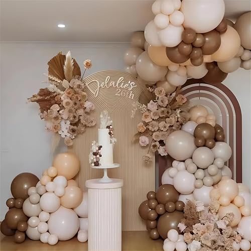 Miniatura 7 de 100 globos de color marrón oscuro, globos de fiesta de látex marrón de 12 pulgadas, calidad de helio para revelación de género, fiesta de