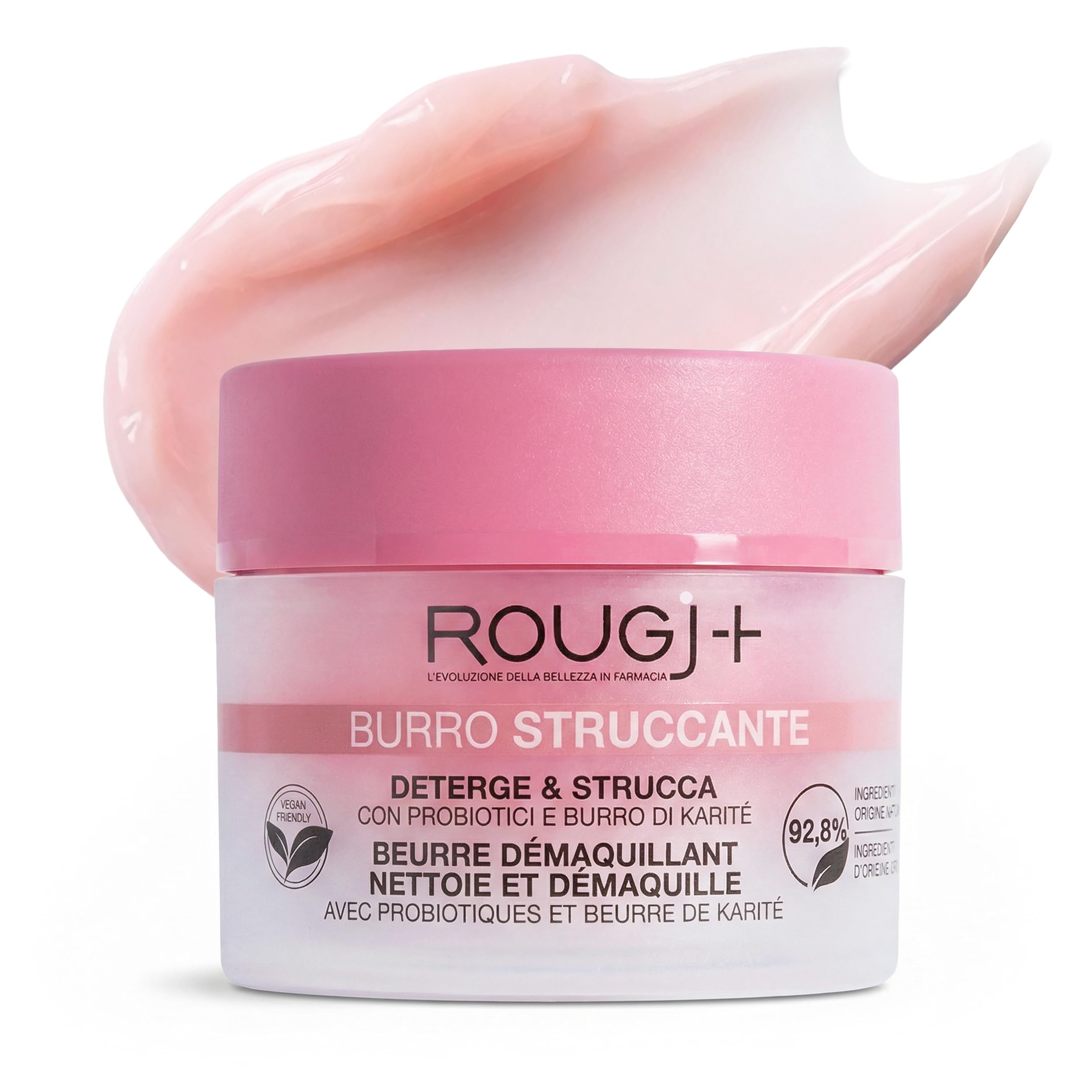 BURRO STRUCCANTE ROUGJ - Burro Struccante Viso e Occhi, Detergente Trucco Waterproof Texture Balsamo Trasformabile, Formula Oleosa Nutriente con Karité Mandorle Vinacciolo - Made in Italy