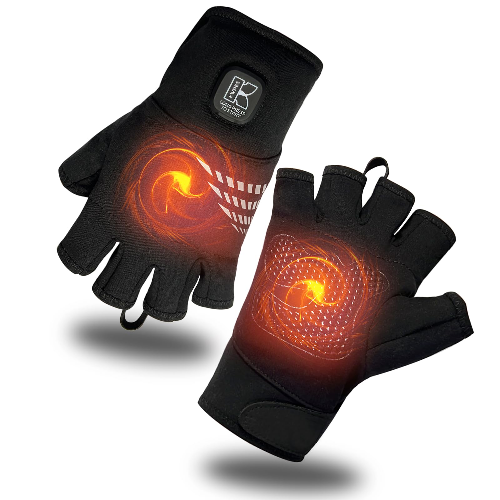 Kivdes Heated Gloves Fingerless for Women Man Rechargeable Electric Touchscreen Wearable cold Winter Work Arthritis pain relief Hand Warmers Hot Compress Reusable (Black, M)