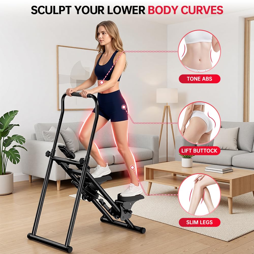 Scaletta macchina per palestra domestica, scalatore verticale pieghevole con regolazione in altezza a 3 livelli, portata 150 kg, display LCD, funzionamento silenzioso