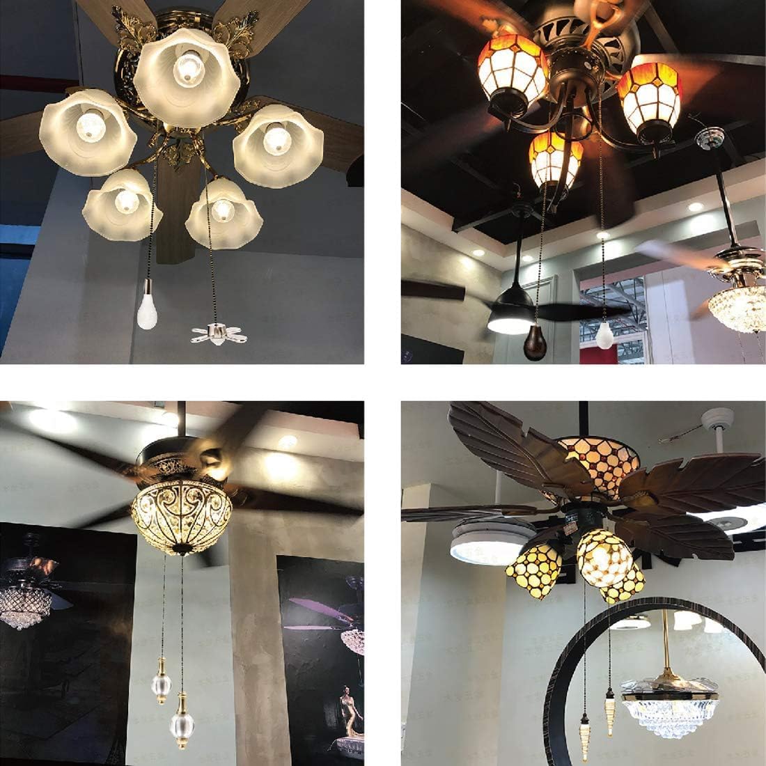 RUIAN Ceiling Fan Pull Chains Ornaments Set, Extension 12 Inch Light Pull Chains Bronze with Spiral Pendant, Pack of 2