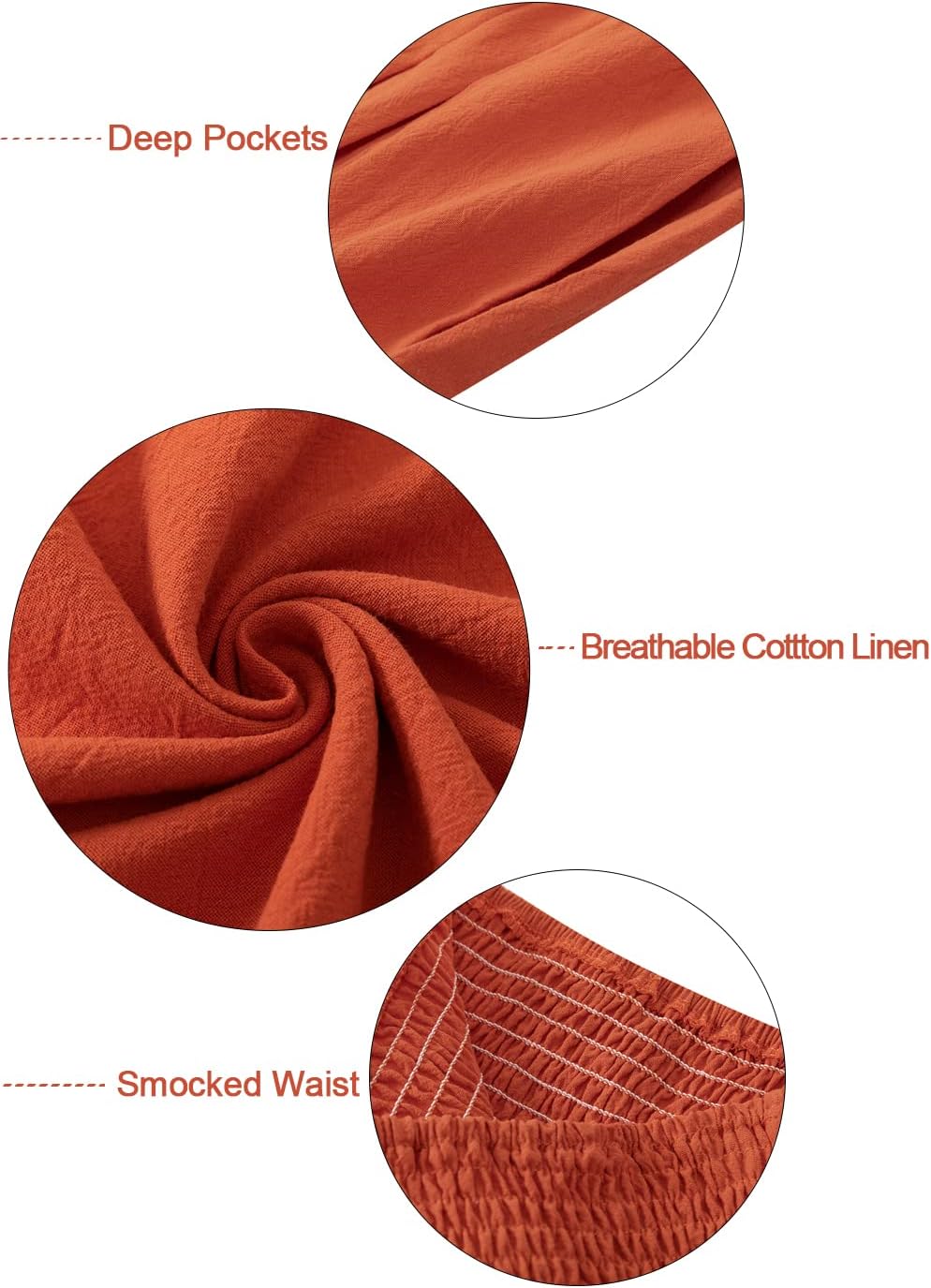 Vansha Women Summer High Waisted Cotton Linen Palazzo Pants Wide Leg Long Lounge Pant Trousers with Pocket - Image 6