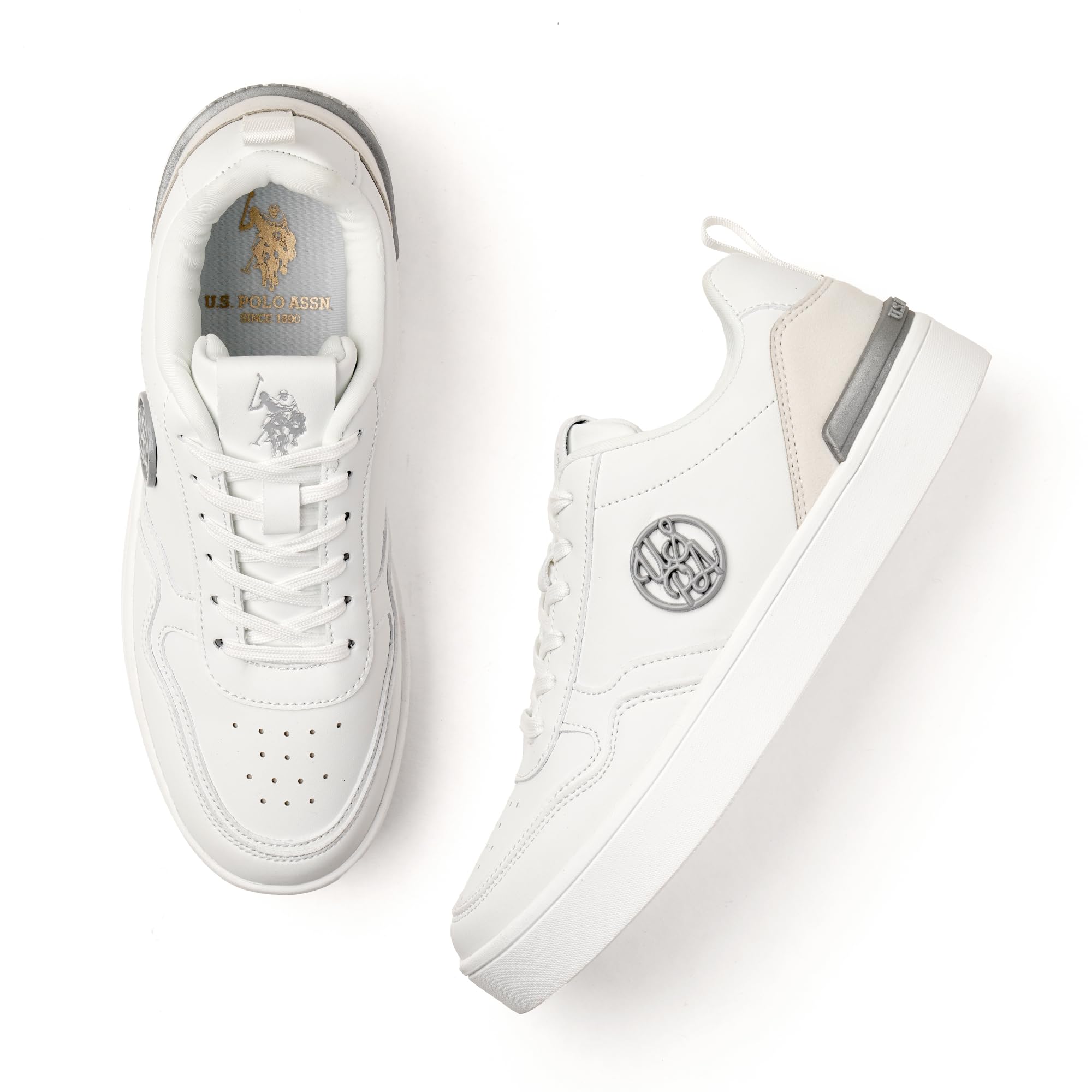 U.S. POLO ASSN. Womens Julia White Sneakers-(UK7)(US8)(1FD24685W01) (B0D9BWZF4Q) Amazon Price History, Amazon Price Tracker