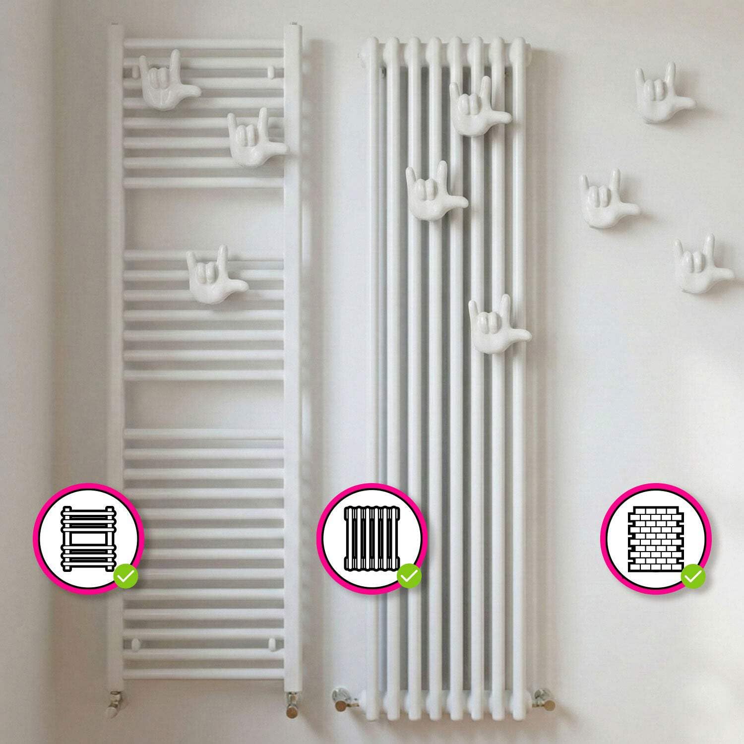 Ti Amo Appendino Bianco in Ceramica per Radiatore e Muro, Portata 10 kg, Prodotto Artigianalmente in Italia